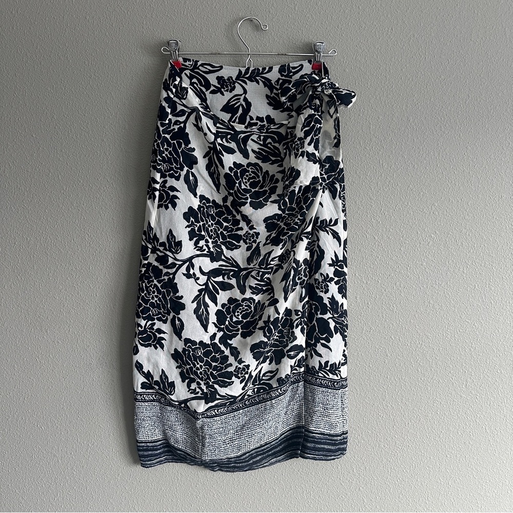 Vintage Talbots Silk Wool Floral Maxi Wrap Skirt 6